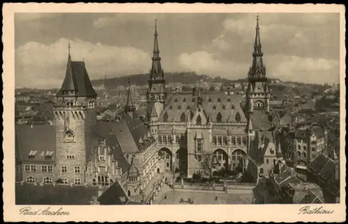 Ansichtskarte Aachen Rathaus und Panorama 1943