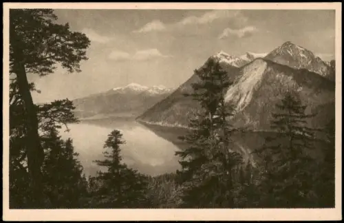 Kochel am See Walchensee mit Herzogstand, Martinskopf und Farrenbergkopf 1935