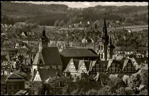 Ansichtskarte Ansbach Blick zur Gumbertuskirche und Landgericht 1957