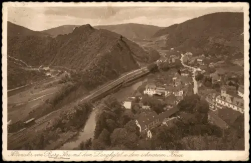 Altenahr Blick von Burg Are auf Altenahr mit Langfigtal und Schwarzem Kreuz 1932