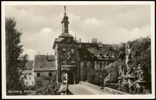 Ansichtskarte Bamberg Rathaus mit Brücke 1935