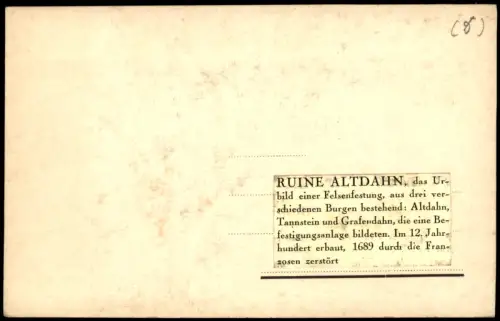 Ansichtskarte Dahn Ruine Altdahn 1940