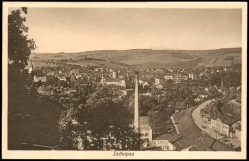 Ansichtskarte Zschopau Fabrik im Vordergrund Totele 1925