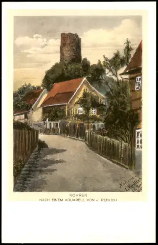 Ansichtskarte Kohren-Sahlis Künstlerkarte Redlich: Straße 1922