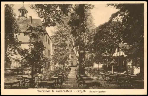 Ansichtskarte Warmbad-Wolkenstein Konzertgarten Restaurant 1922