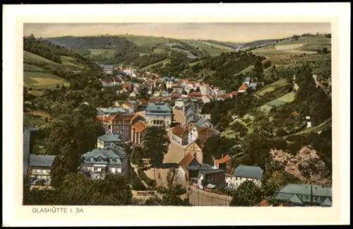 Ansichtskarte Glashütte Straßenblick 1928