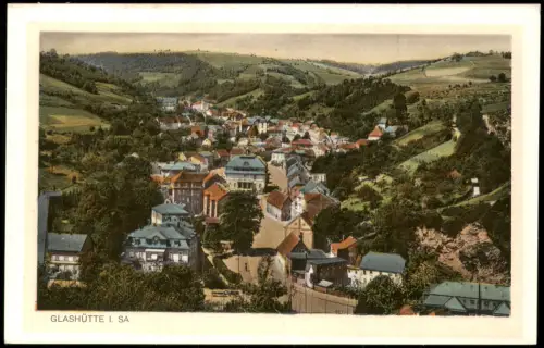 Ansichtskarte Glashütte Straßenblick 1928