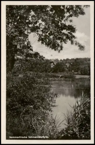 Ansichtskarte Schmannewitz-Dahlen Blick auf den Ort 1954