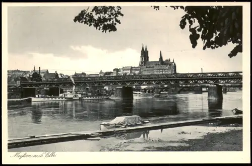 Ansichtskarte Meißen Stadt Dampfer und Motorboot 1928