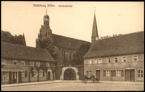 Mühlberg/Elbe Miłota Klosterkirche und Geschäft Hermann Köhler 1917