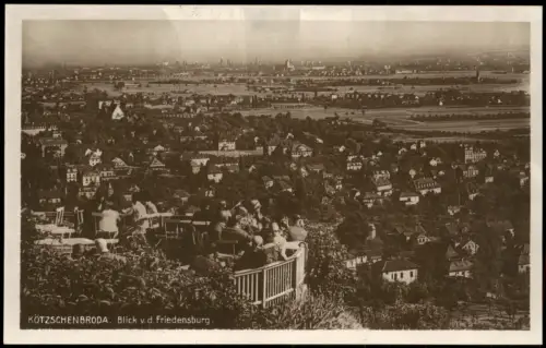 Niederlößnitz-Radebeul Terrasse belebt Blick von der Friedensburg 1928