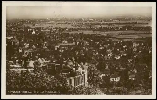 Niederlößnitz-Radebeul Terrasse belebt Blick von der Friedensburg 1928