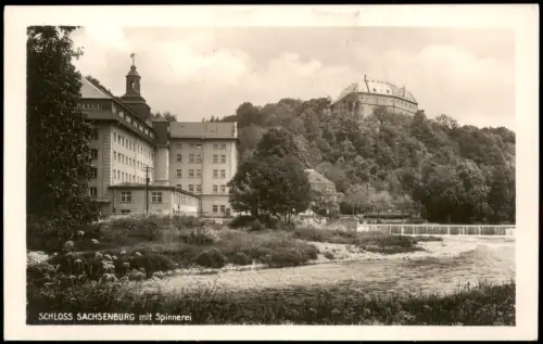 Ansichtskarte Frankenberg (Sachsen) Spinnerei, Schloß Sachsenburg 1928
