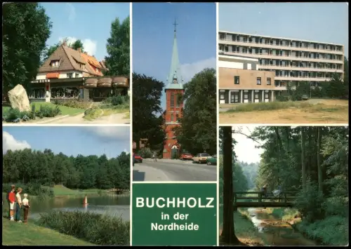 Buchholz Nordheide Mehrbildkarte Innenstadt St. Paulus-Kirche Krankenhaus 1975