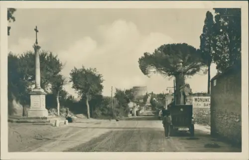 Cartolina Rom Roma Acquedotto di Claudio sulla via Appia Antica Auto 1932