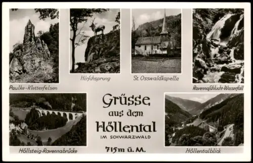 Hirschsprung-Breitnau Mehrbildkarte Höllental im Schwarzwald 1954