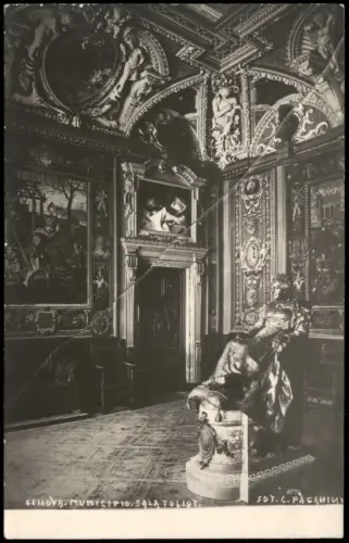 Cartolina Genua Genova (Zena) Sala Tollot im Municipio (Rathaus) 1928