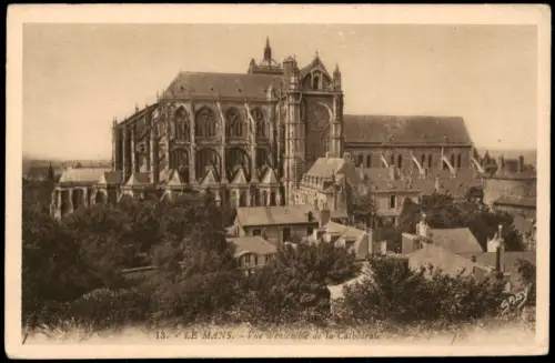 CPA Le Mans Kathedrale Saint-Julien, Gesamtansicht 1950
