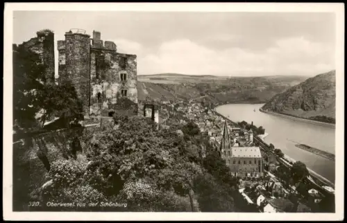 Oberwesel Blick von der Schönburg auf Oberwesel mit Liebfrauenkirche 1938
