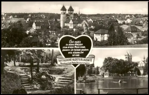 Bad Klosterlausnitz MB mit der Klosterkirche und dem Gondelteich 1962