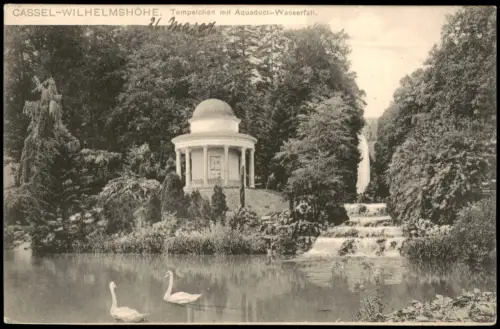 Bad Wilhelmshöhe-Kassel Tempelchen mit Aquädukt-Wasserfall 1906