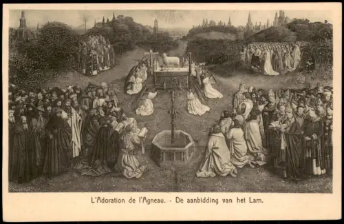 Postkaart Gent Ghent (Gand) Die Anbetung des Lammes (Genter Altar) 1930