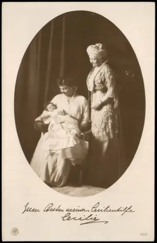 Ansichtskarte  Kronprinzessin Cecilie mit Mutter und Sohn Wilhelm 1906