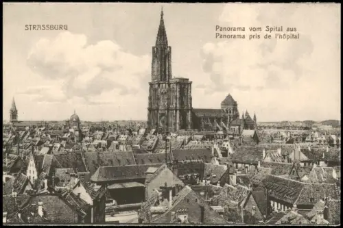 CPA Straßburg Strasbourg Panorama mit Münster vom Spital aus 1910