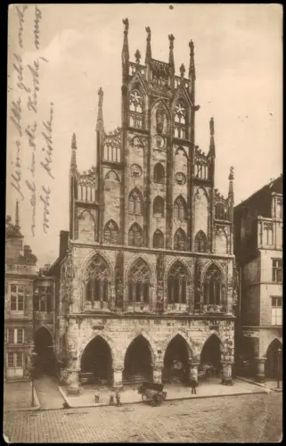 Münster (Westfalen) Historisches Rathaus mit gotischem Giebel 1918