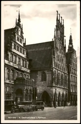 Ansichtskarte Münster (Westfalen) Stadtweinhaus und Rathaus 1938