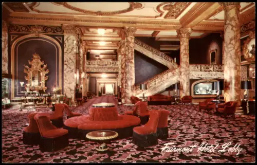 Postcard San Francisco Lobby des Fairmont Hotels 1964