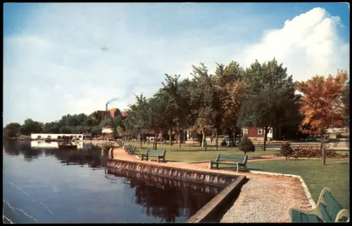 Postcard Sudbury Bell Park am Ramsay Lake mit Wasserflugzeugbasis 1960