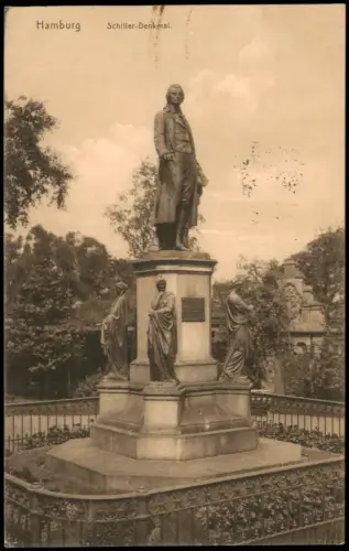 Ansichtskarte Hamburg Schiller-Denkmal 1910