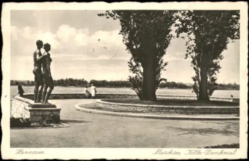 Ansichtskarte Döhren-Wülfel-Hannover Maschsee mit Kolbe-Denkmal 1940
