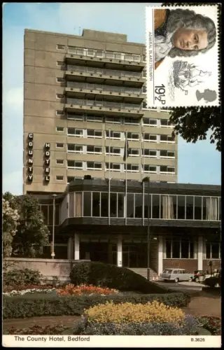 Postcard Bedford The County Hotel 1982