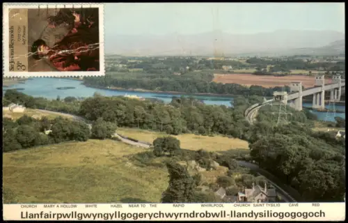 Postcard Anglesey Menai Straits and Bridges 1975