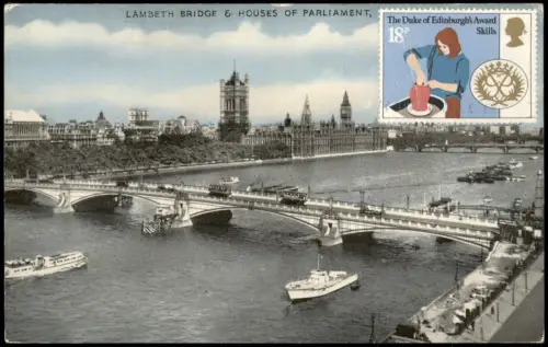 Postcard London Lambeth Bridge und Houses of Parliament 1981