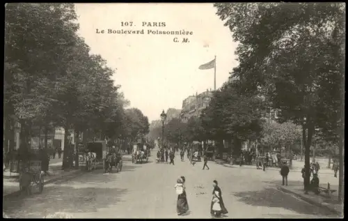 CPA Paris Boulevard Poissonnière 1908