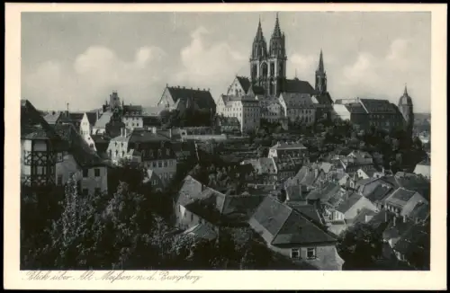 Ansichtskarte Meißen Blick über Altstadt mit Burgberg 1928