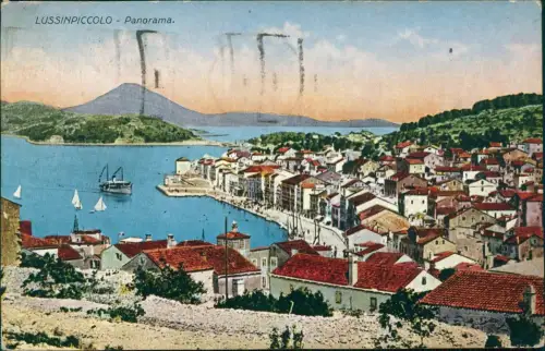 Postcard Klein-Lötzing Lussinpiccolo Mali Lošinj Stadt Schiff 1925