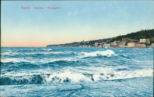 Cartolina Neapel Napoli Posillipo mareggiata 1915