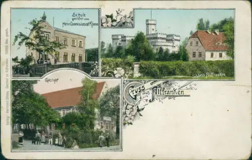 Altfranken-Dresden 3 Bild Gasthof Schloß Schulle Gruss aus 1906 Gold