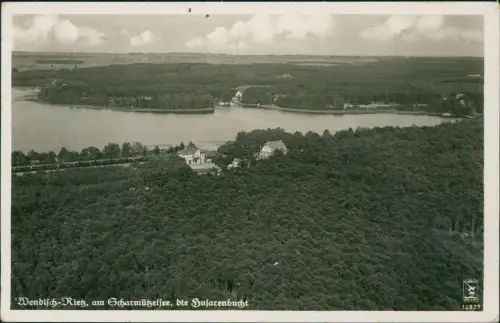 Ansichtskarte Wendisch Rietz Luftbild Scharmützelsee, die Husarenbucht 1934