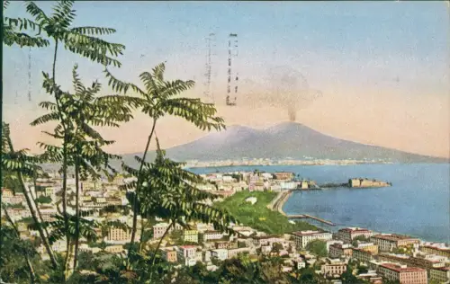 Cartolina Neapel Napoli Panorama Vesuv vom Hang 1918