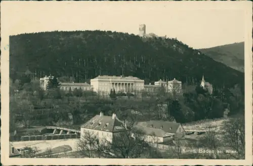 Ansichtskarte Baden (bei Wien) Stadtblick Turm auf dem Berg 1938