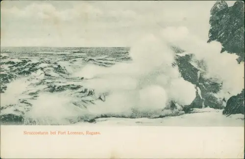 Postcard Ragusa Dubrovnik Siroccosturm bei Fort Lorenzo 1910