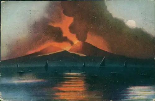 Cartolina Neapel Napoli Vesuv Vesuvio Vesuvius Eruzione Stimmungsbild 1906