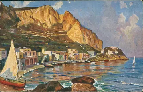 Cartolina Capri Stadtszene Künstlerkarte 1912