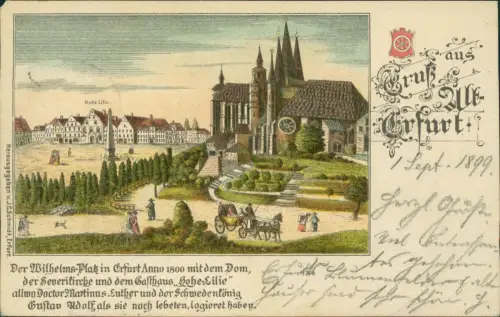 Ansichtskarte Erfurt Der Wilhelmplatz Alt-Erfurt 1899