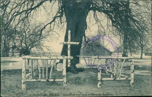Ansichtskarte  Soldatengrab WK1 Senowischki Senovishki Belarus Miltaria 1917